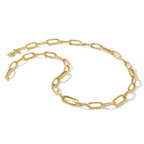 14K Polished and Textured Fancy Paperclip Link Necklace