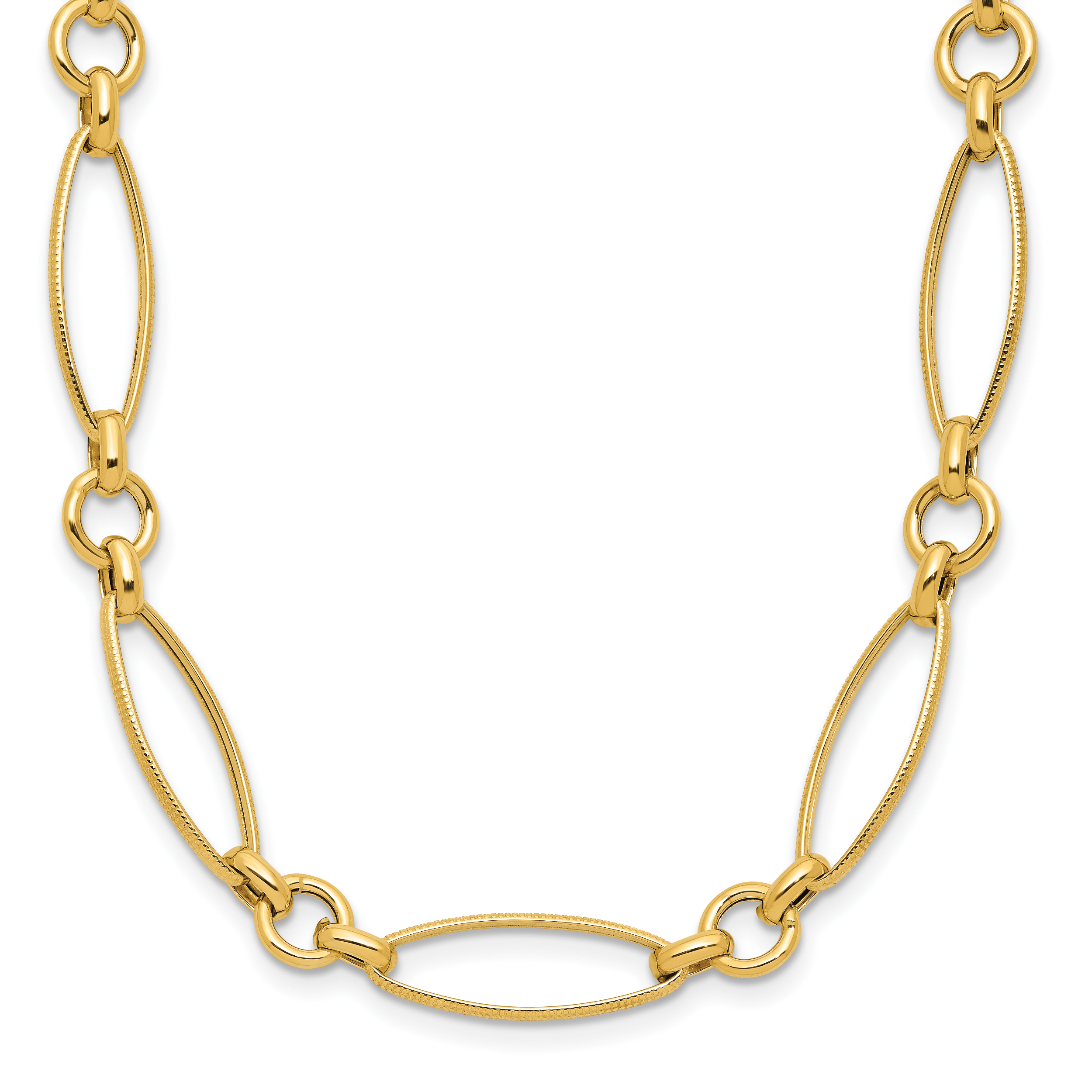 14K Polished and Diamond-cut Fancy Link 19in Necklace Secondary image