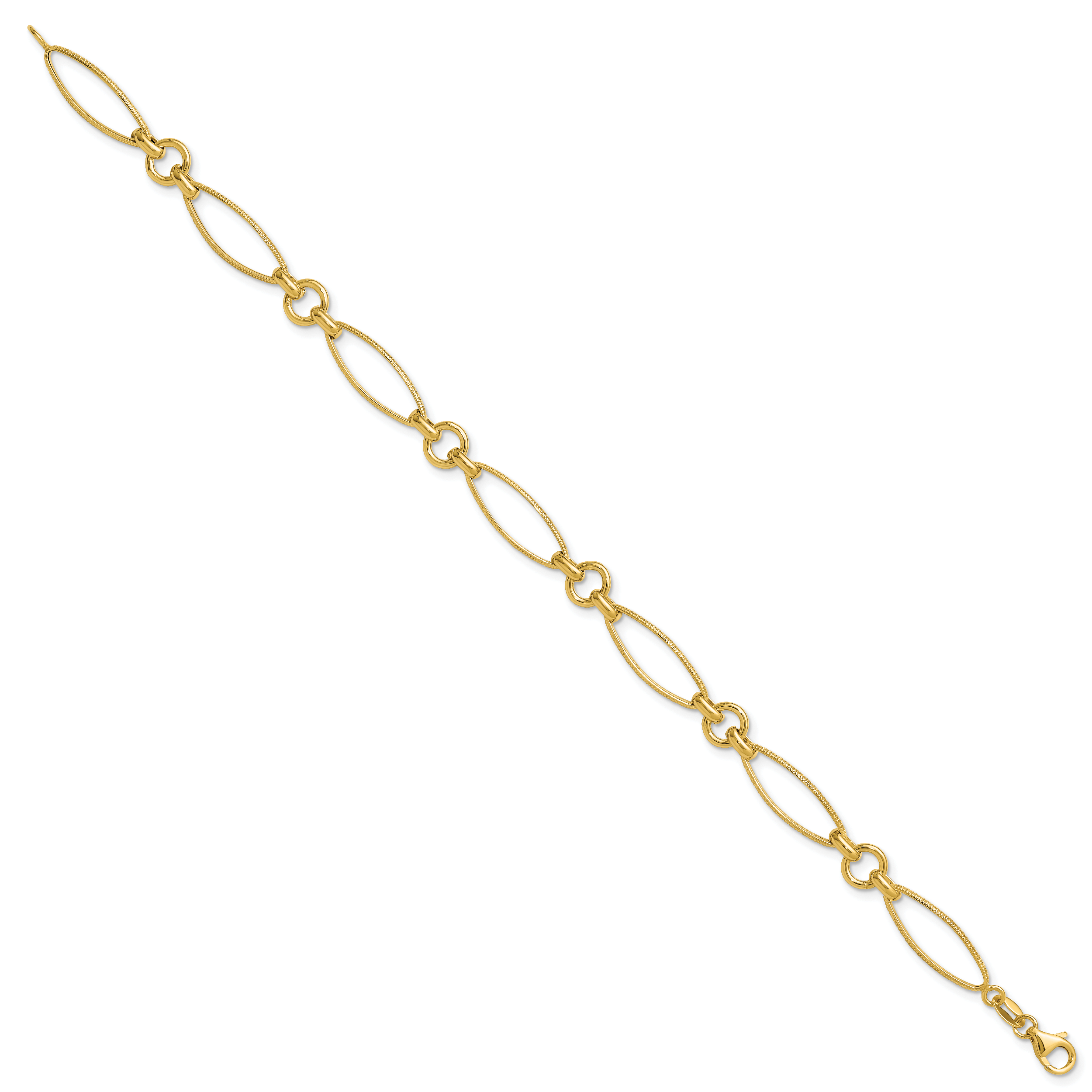 14K Polished and Diamond-cut Fancy Link 8.5in Bracelet Secondary image