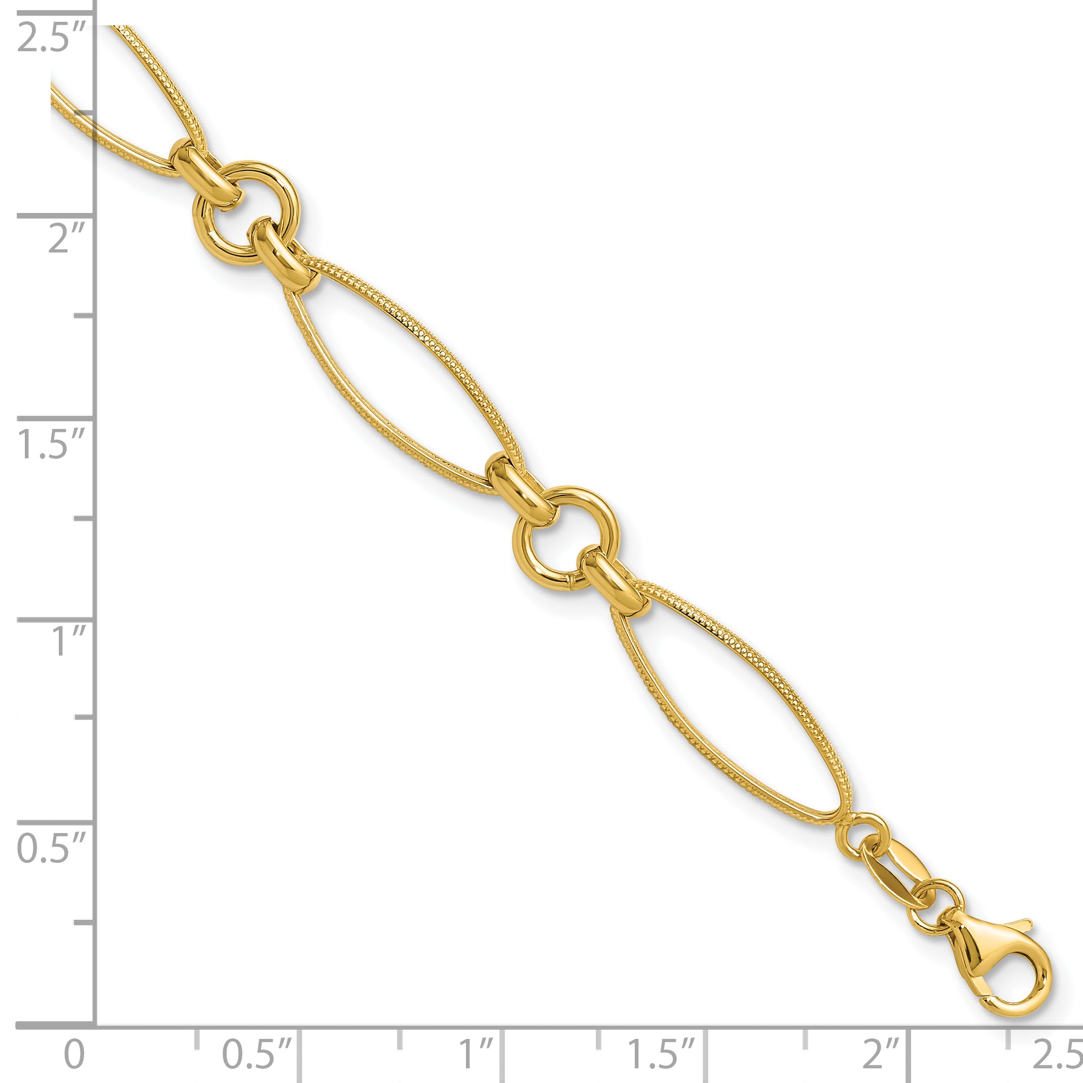 14K Polished and Diamond-cut Fancy Link 8.5in Bracelet
