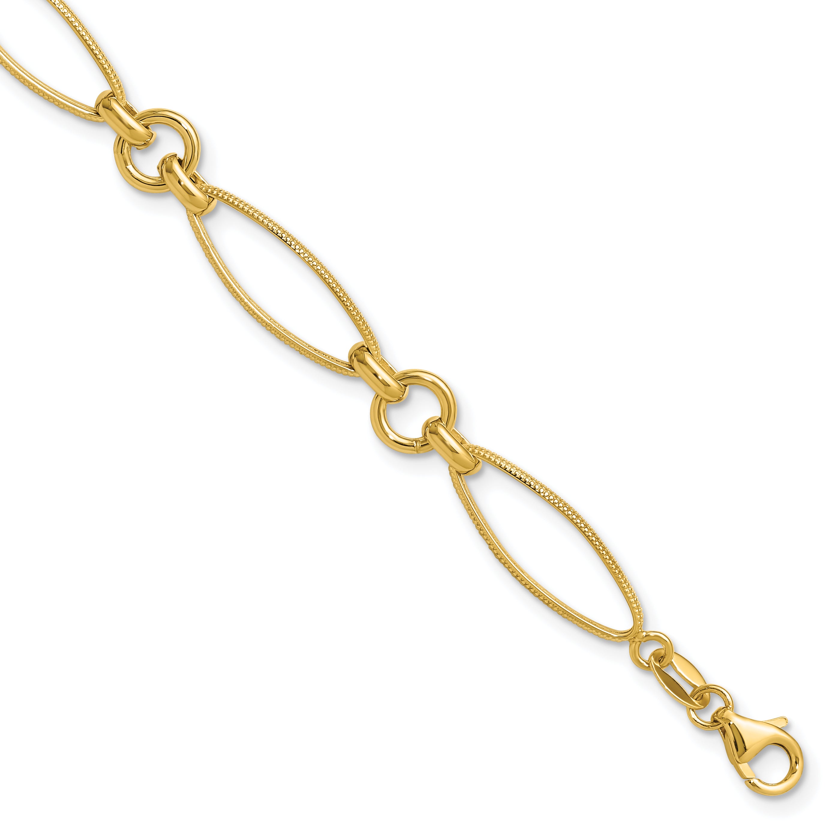 14K Polished and Diamond-cut Fancy Link 8.5in Bracelet