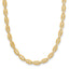 14K Polished and Textured Fancy Oval Link Necklace
