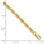 14K Polished and Textured Fancy Oval Link Bracelet