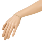 14K Polished and Textured Fancy Oval Link Bracelet