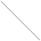 14K White Gold Polished / Textured Fancy Oval Link Bracelet