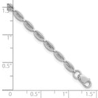 14K White Gold Polished / Textured Fancy Oval Link Bracelet