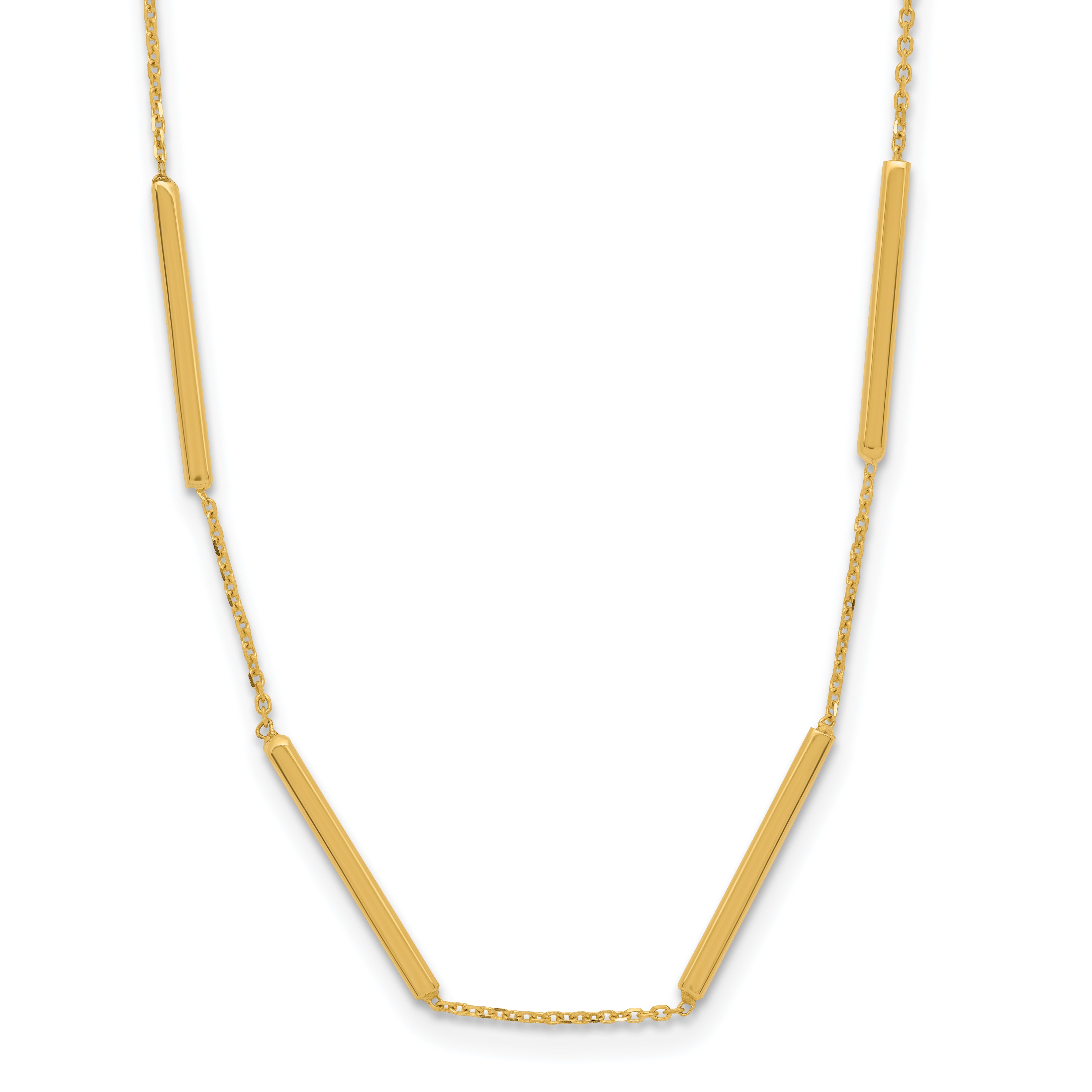 14K Polished 6 Bar Stations 16in with 1.5in ext Necklace Secondary image