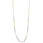 14K Two-tone Polished 6 Bar Stations w/1.5in ext. Necklace