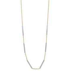 14K Two-tone Polished 6 Bar Stations w/1.5in ext. Necklace