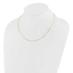 14K Two-tone Polished 6 Bar Stations w/1.5in ext. Necklace