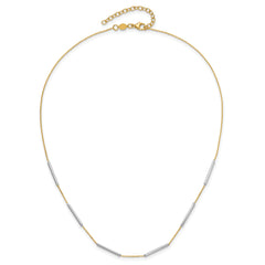 14K Two-tone Polished 6 Bar Stations w/1.5in ext. Necklace