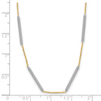 14K Two-tone Polished 6 Bar Stations w/1.5in ext. Necklace
