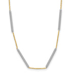 14K Two-tone Polished 6 Bar Stations w/1.5in ext. Necklace