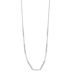 14K White Gold Polished 6 Bar Stations w/1.5in ext. Necklace
