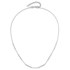 14K White Gold Polished 6 Bar Stations w/1.5in ext. Necklace