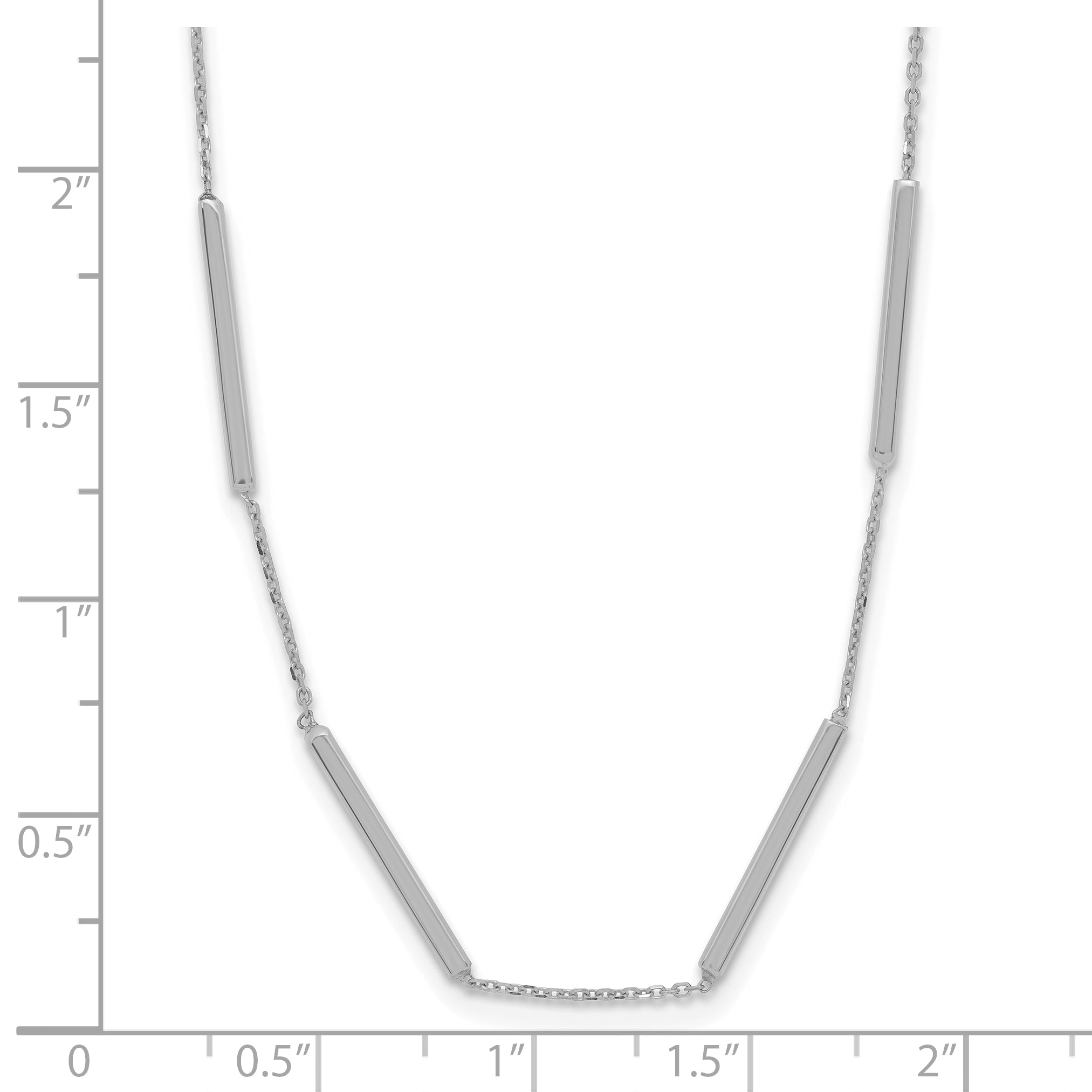 14K White Gold Polished 6 Bar Stations w/1.5in ext. Necklace