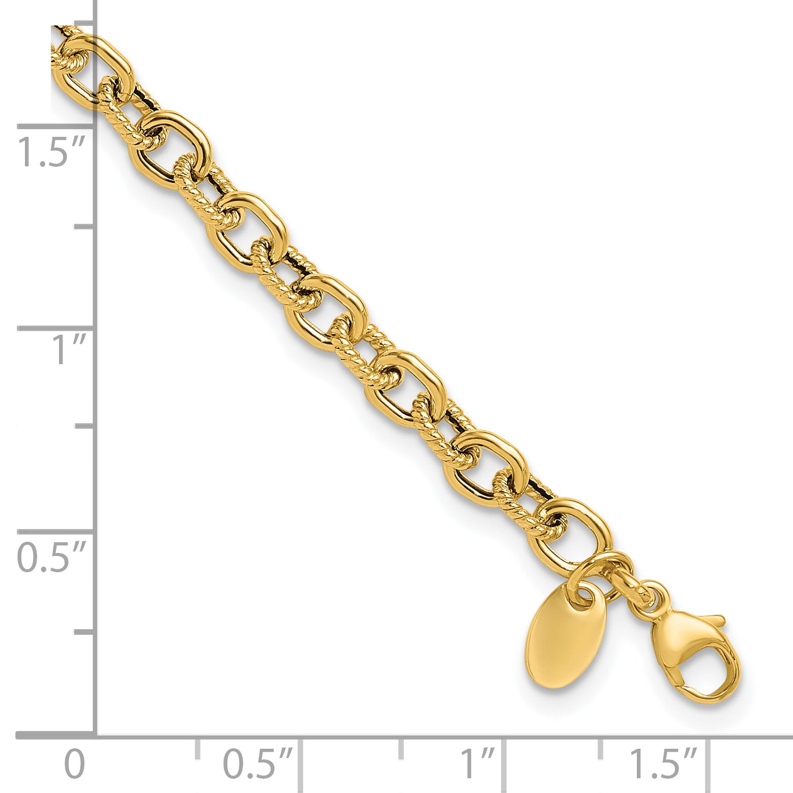 14K Polished and Textured Link Bracelet