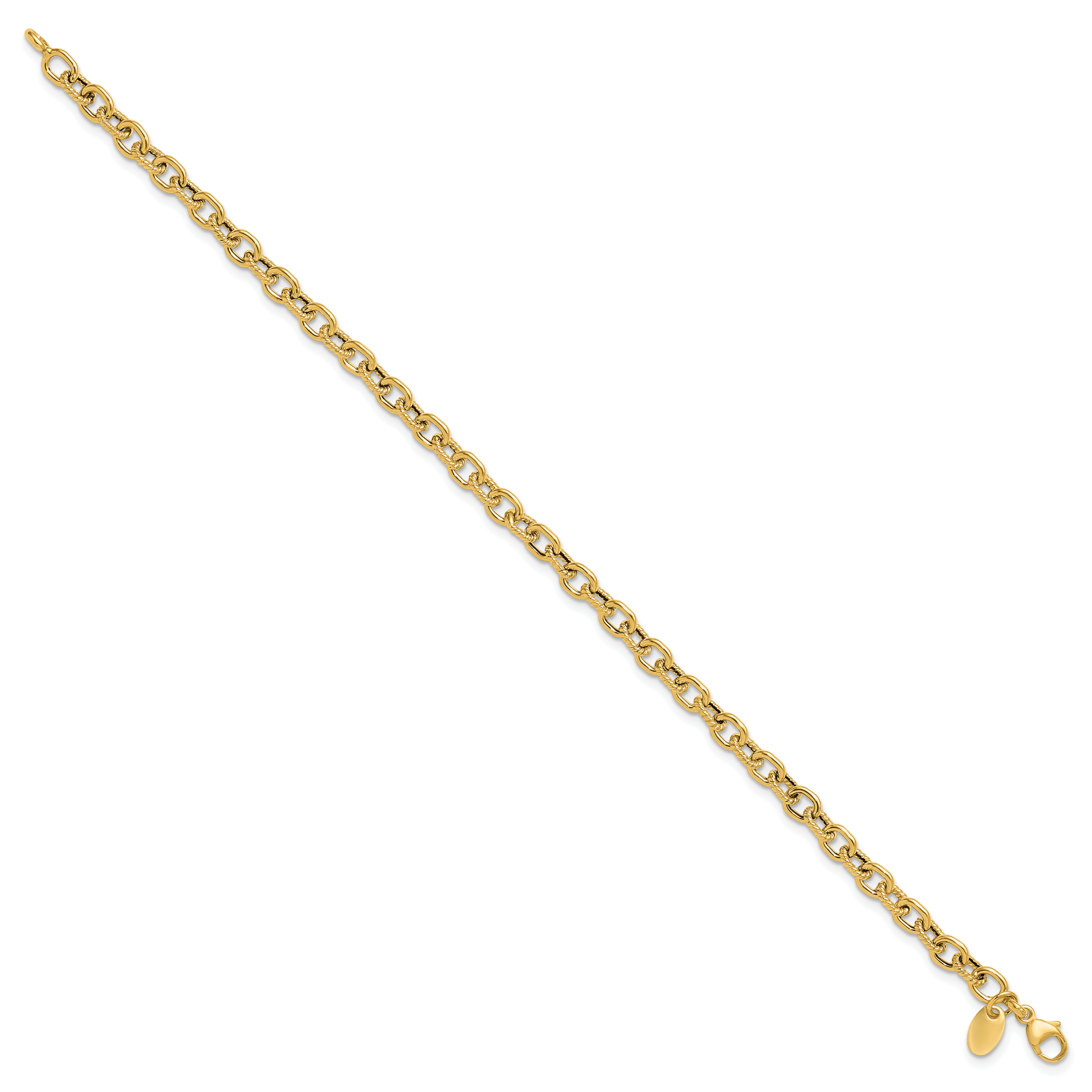 14K Polished and Textured Link Bracelet Secondary image