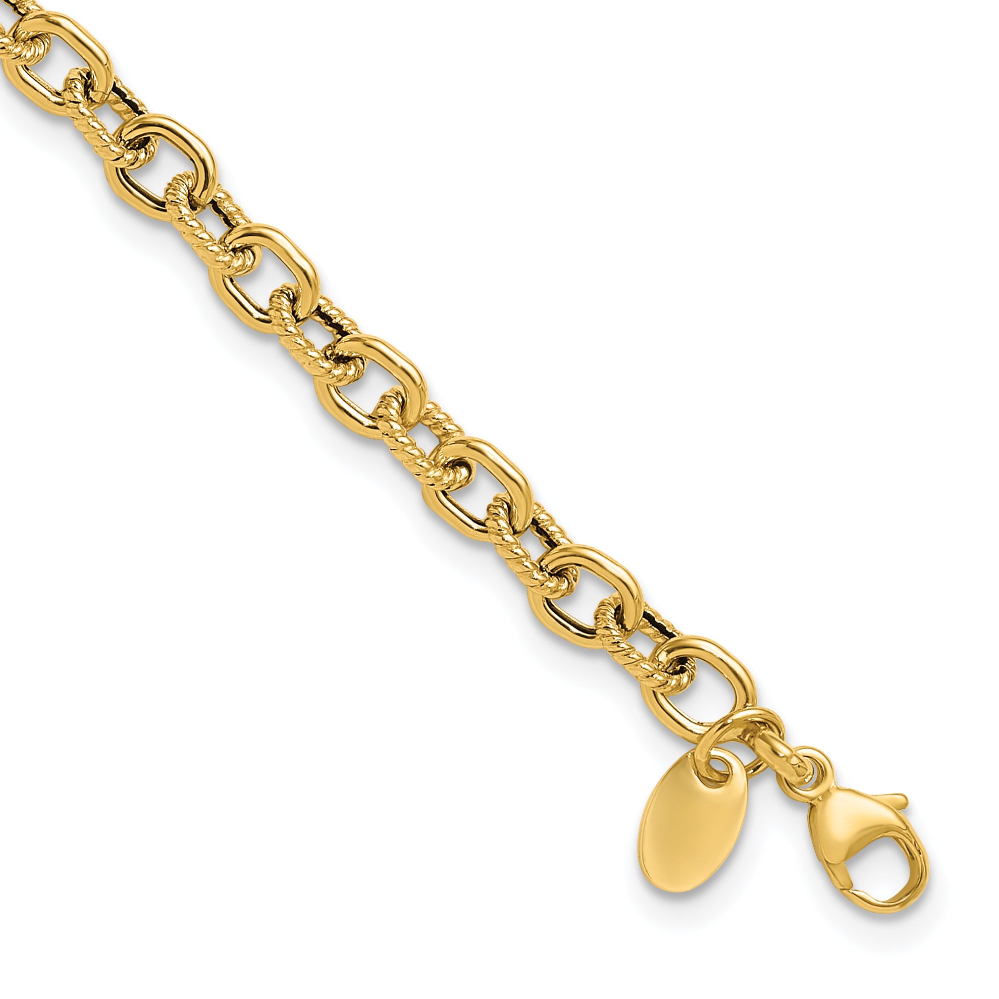 14K Polished and Textured Link Bracelet Main image