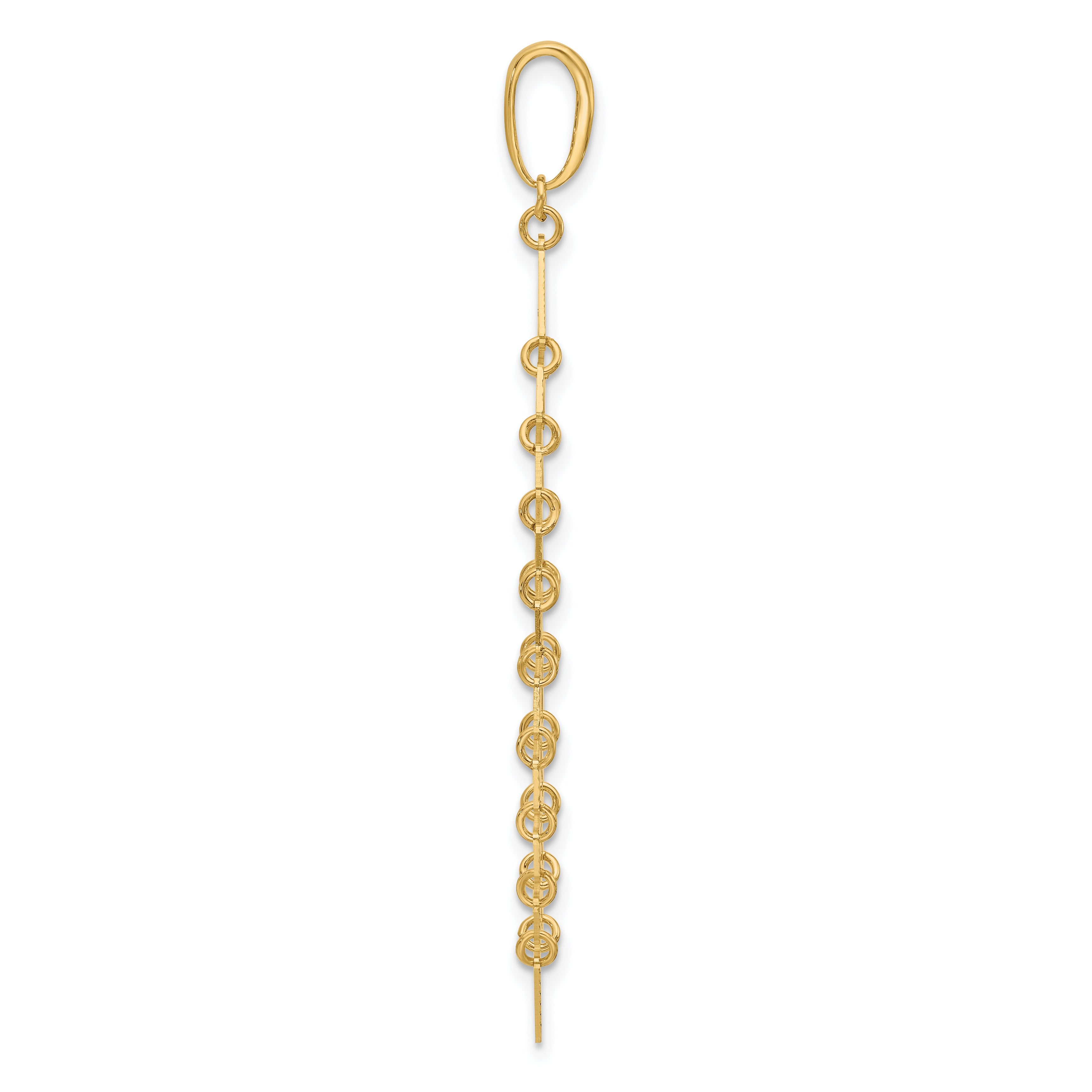 14K Polished and Dia-cut Fancy Dangle Pendant