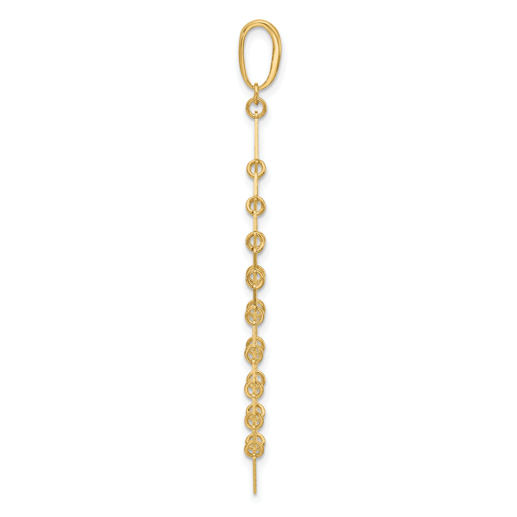 14K Polished and Dia-cut Fancy Dangle Pendant