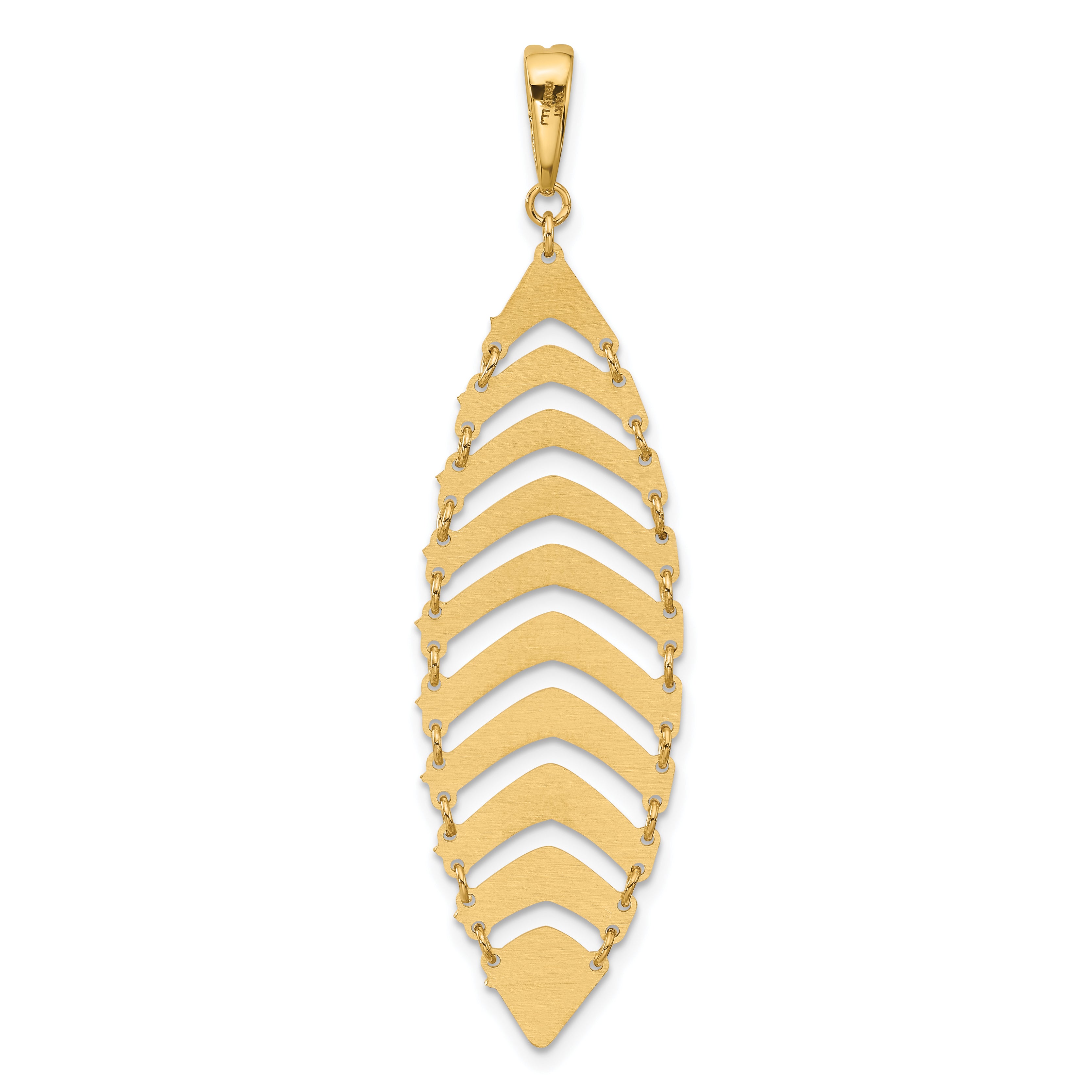 14K Polished and Dia-cut Fancy Dangle Pendant