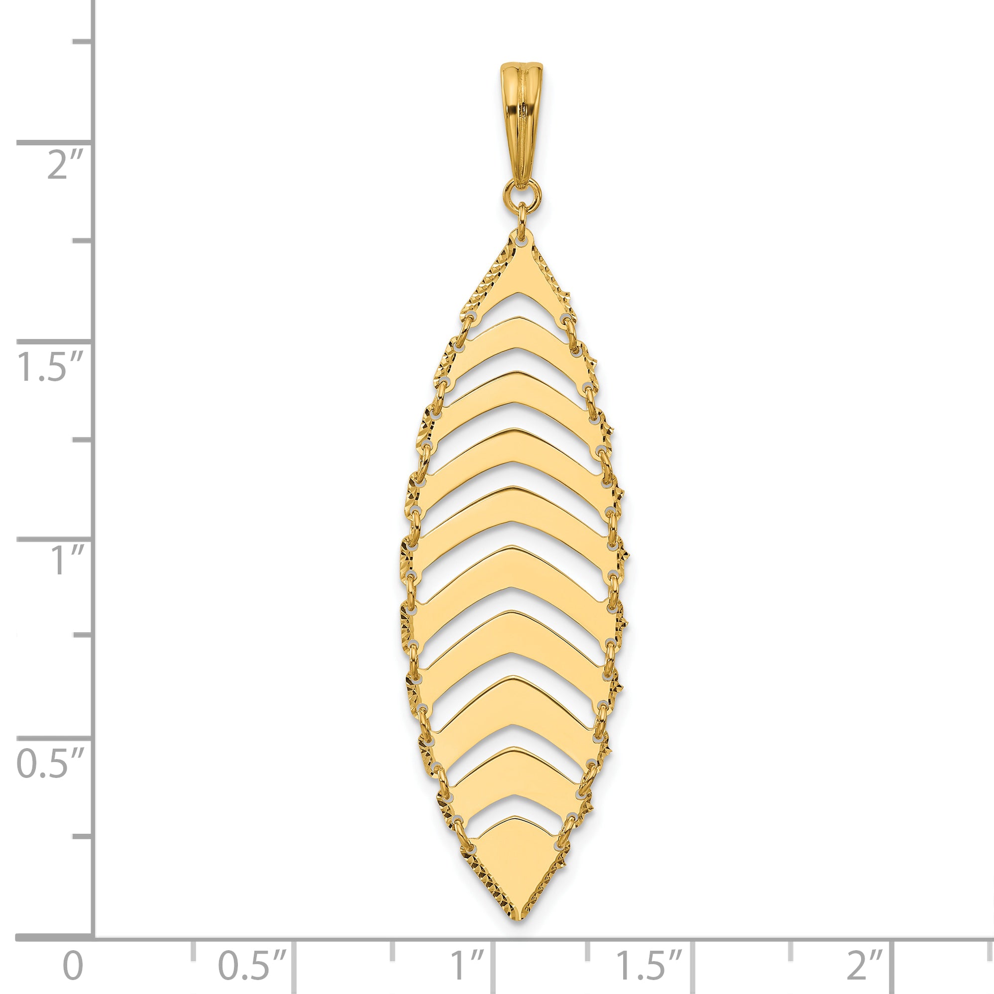 14K Polished and Dia-cut Fancy Dangle Pendant