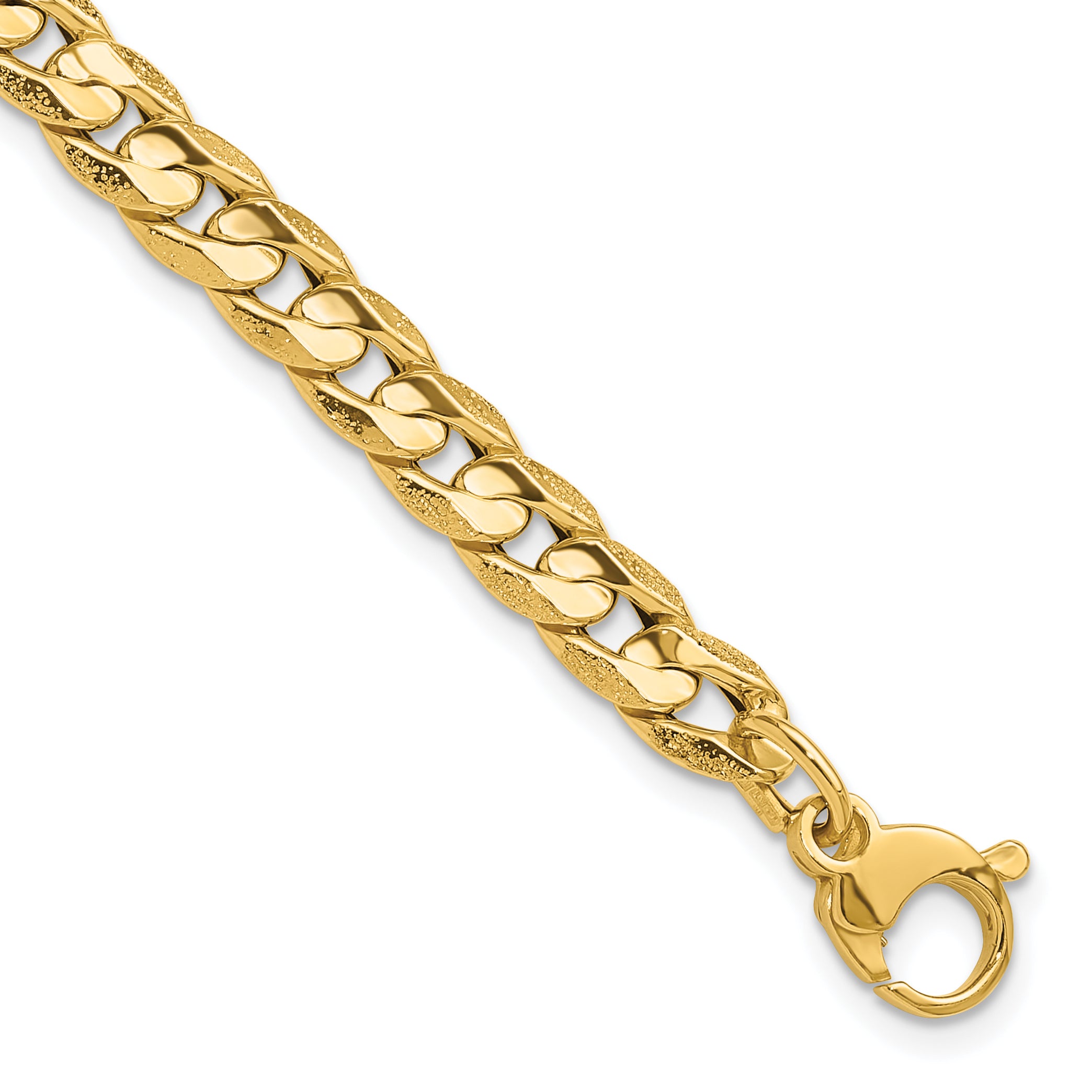 14K Polished and Textured Fancy Curb Bracelet Main image