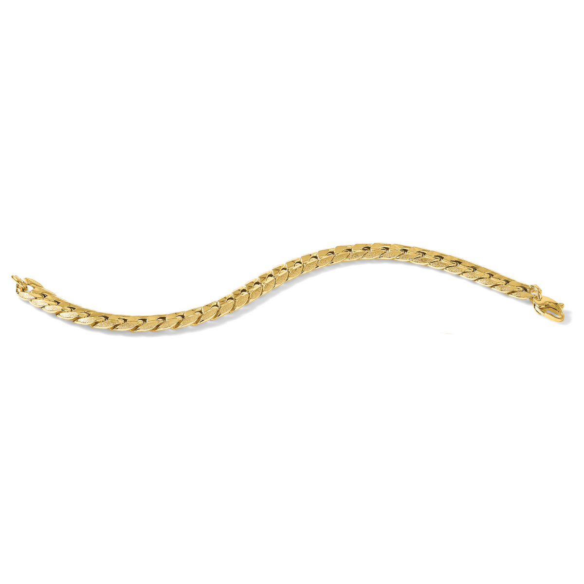 14K Polished and Textured Fancy Curb Men's Bracelet