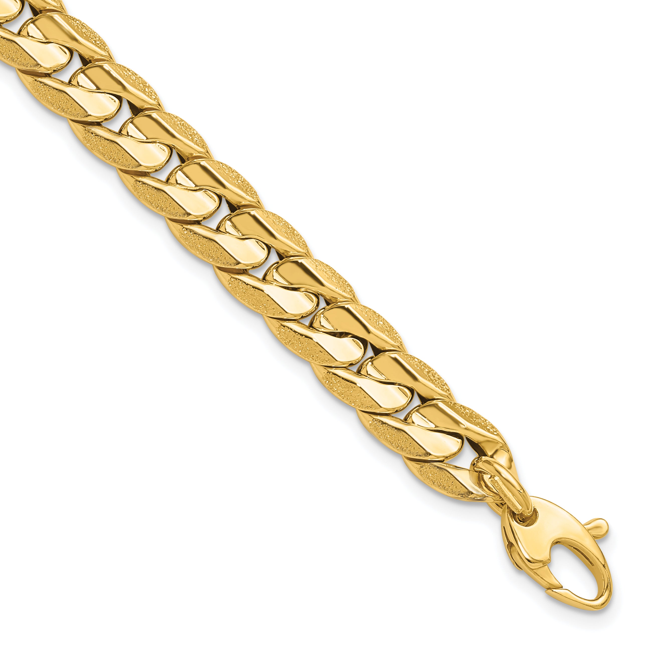 14K Polished and Textured Fancy Curb Men's Bracelet Secondary image