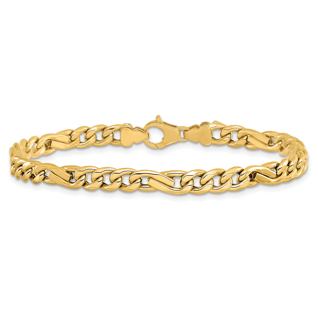 14K Polished Fancy Figaro Link Bracelet