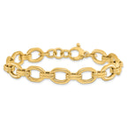 14K Polished Fancy Link w/1in ext. Bracelet