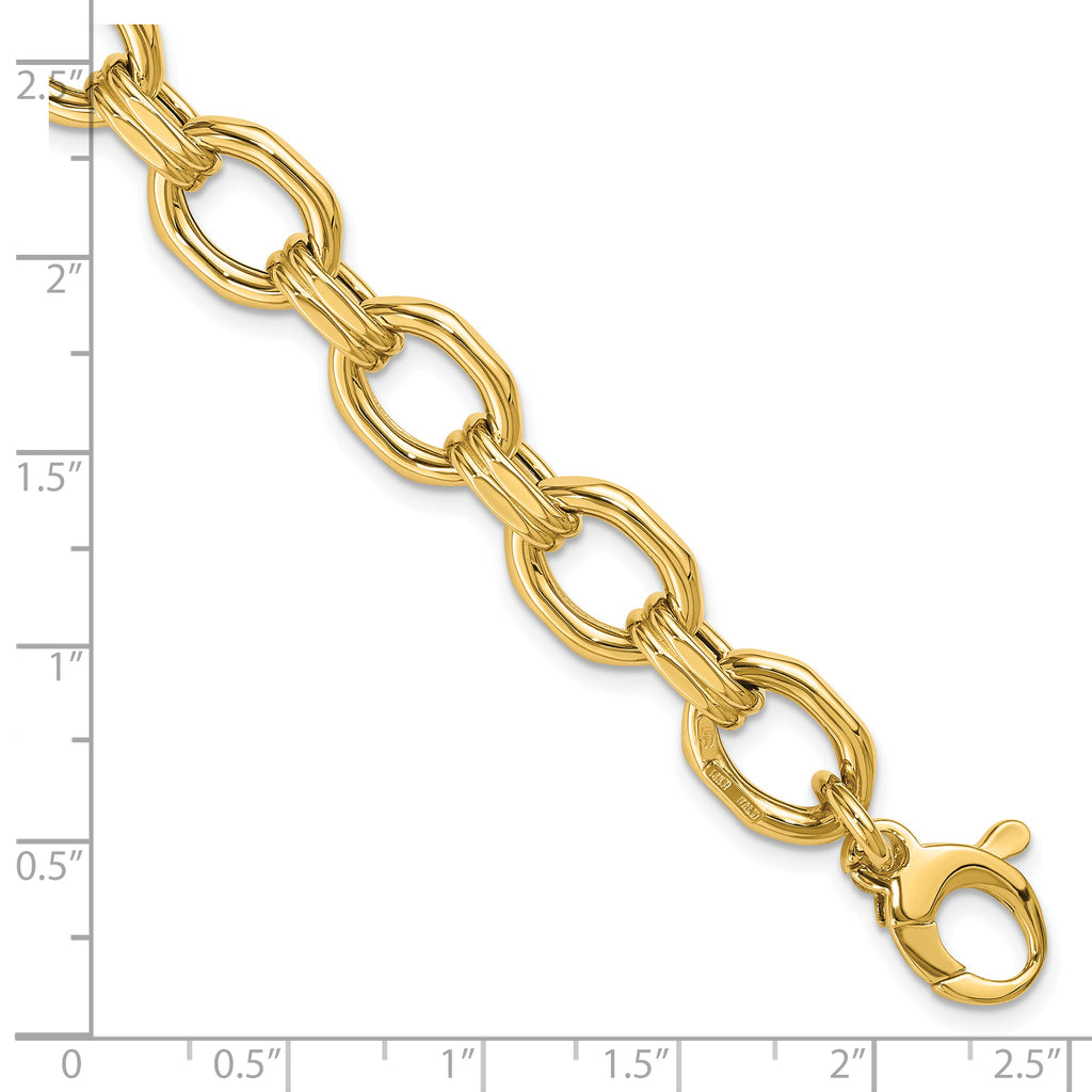 14K Polished Fancy Link w/1in ext. Bracelet
