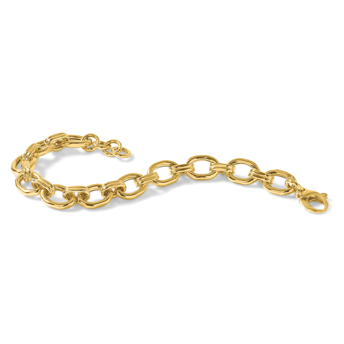 14K Polished Fancy Link w/1in ext. Bracelet
