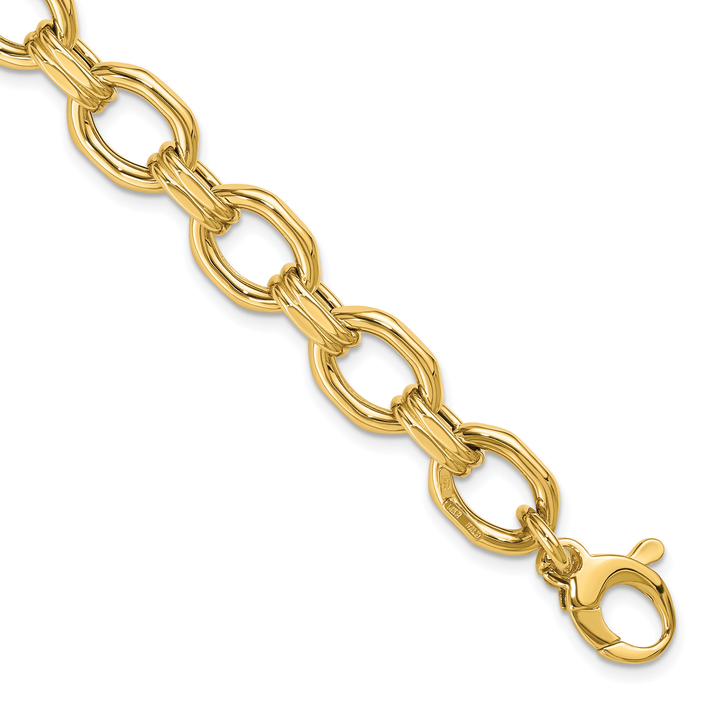 14K Polished Fancy Link w/1in ext. Bracelet Main image
