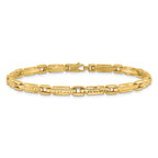 14K Polished Diamond-cut Fancy Link Reversible Bracelet