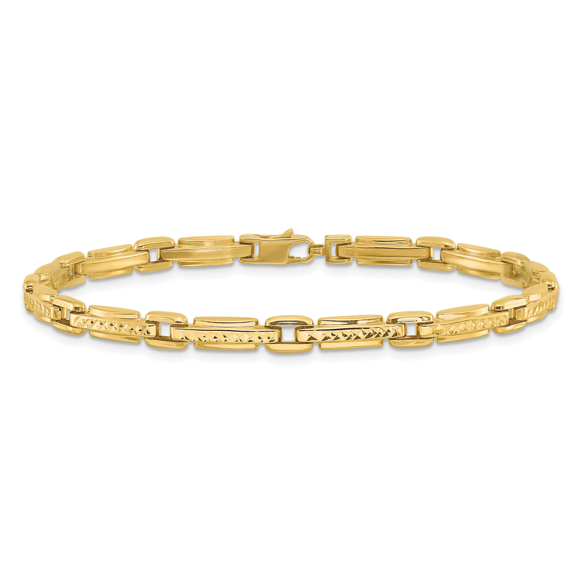 14K Polished Diamond-cut Fancy Link Reversible Bracelet