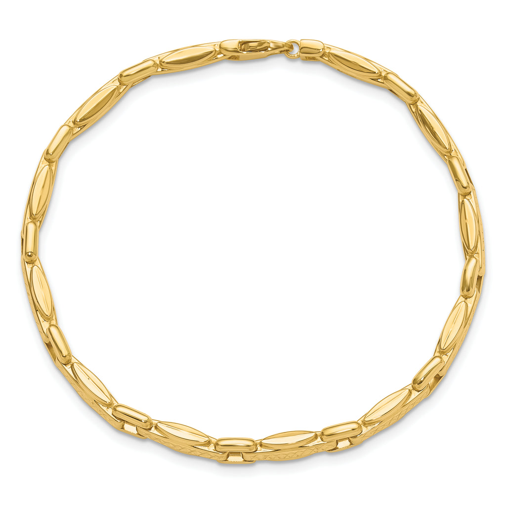 14K Polished Diamond-cut Fancy Link Reversible Bracelet