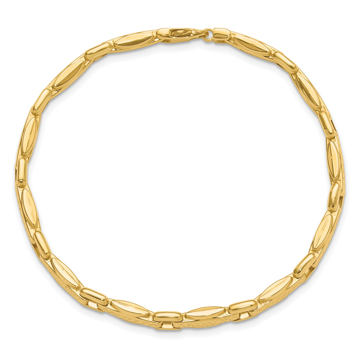 14K Polished Diamond-cut Fancy Link Reversible Bracelet