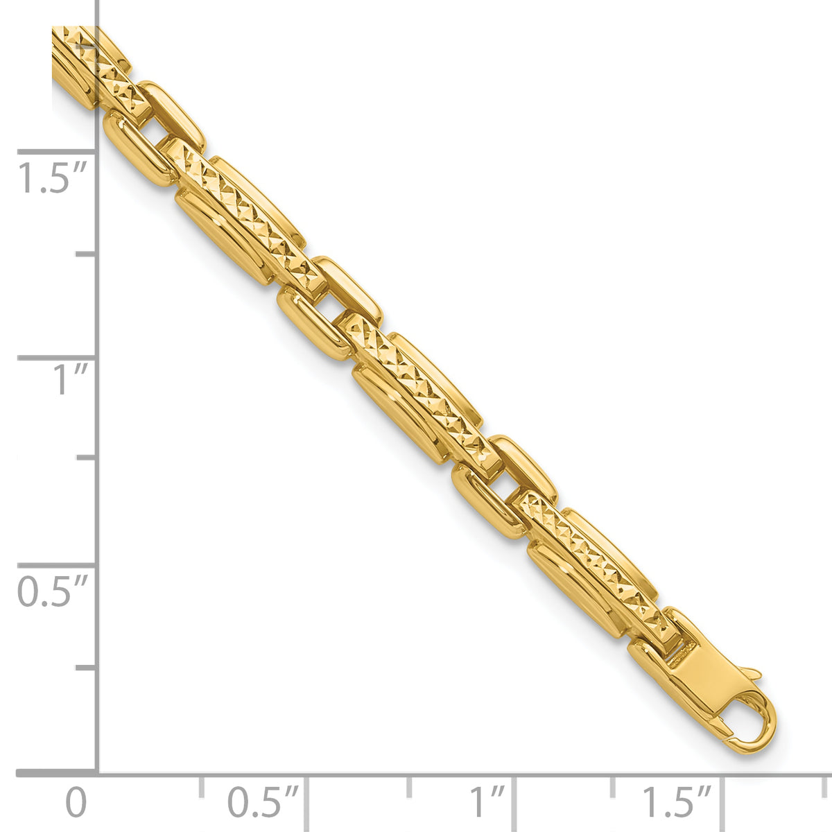 14K Polished Diamond-cut Fancy Link Reversible Bracelet