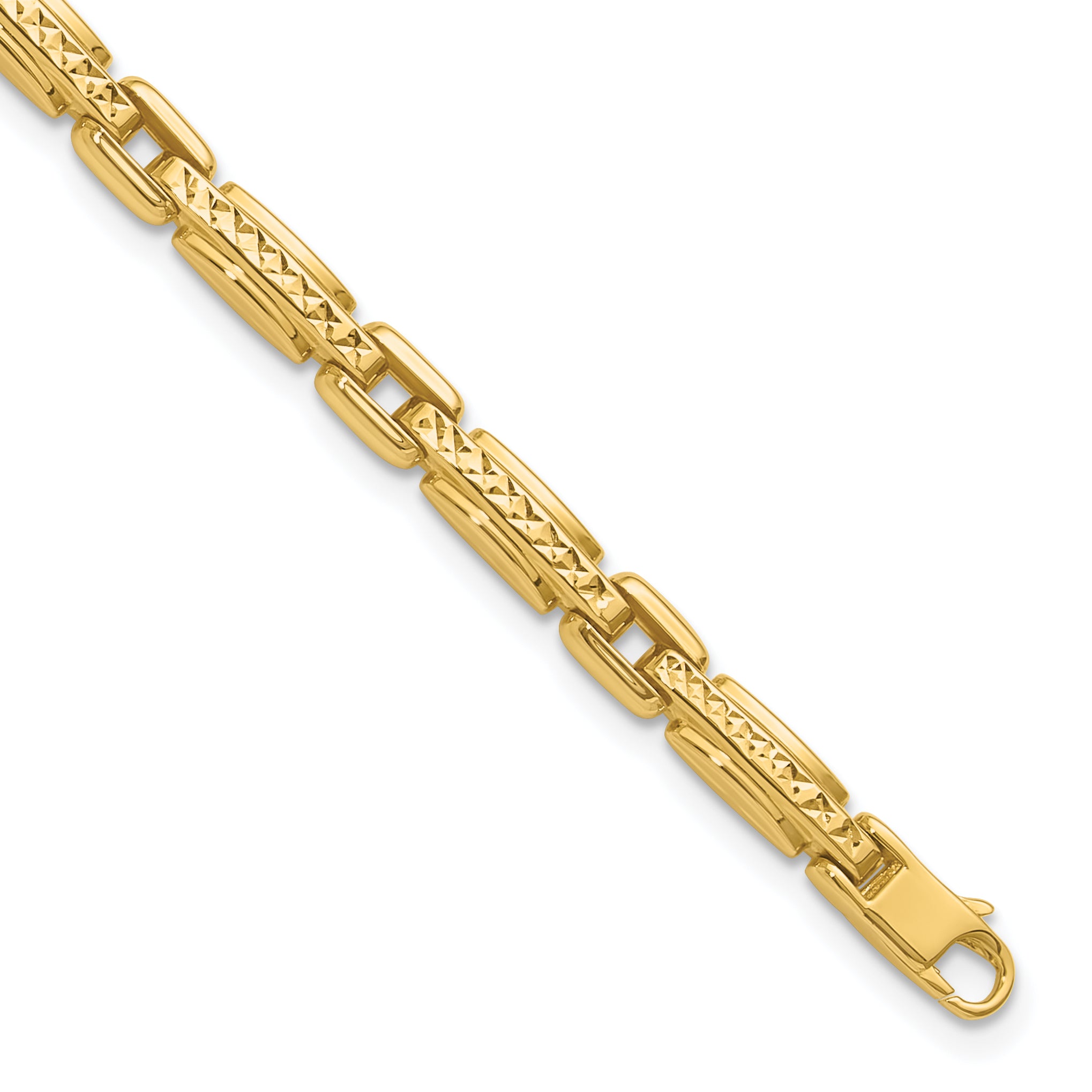 14K Polished Diamond-cut Fancy Link Reversible Bracelet Secondary image