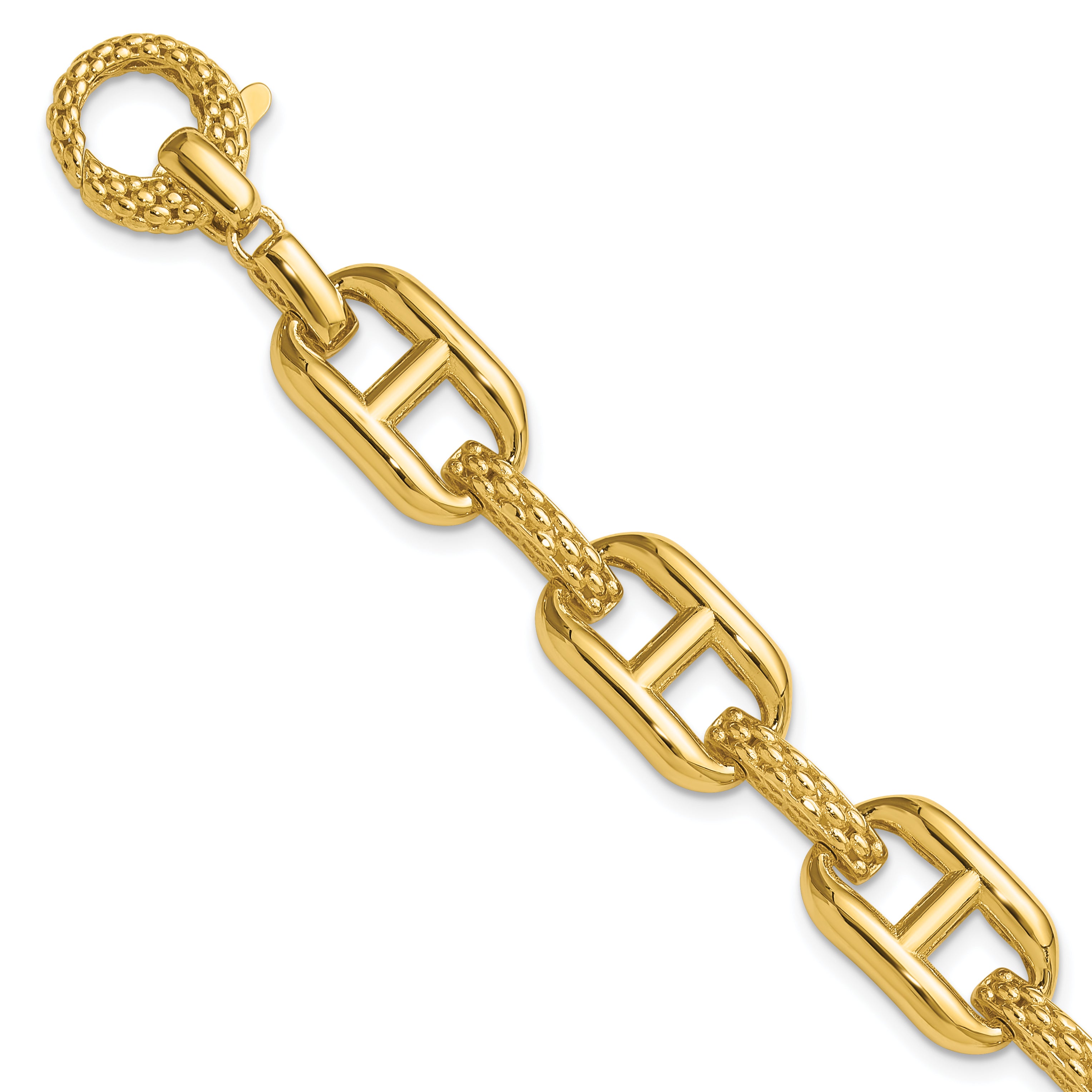 14K Polished and Textured Fancy Link Bracelet Main image