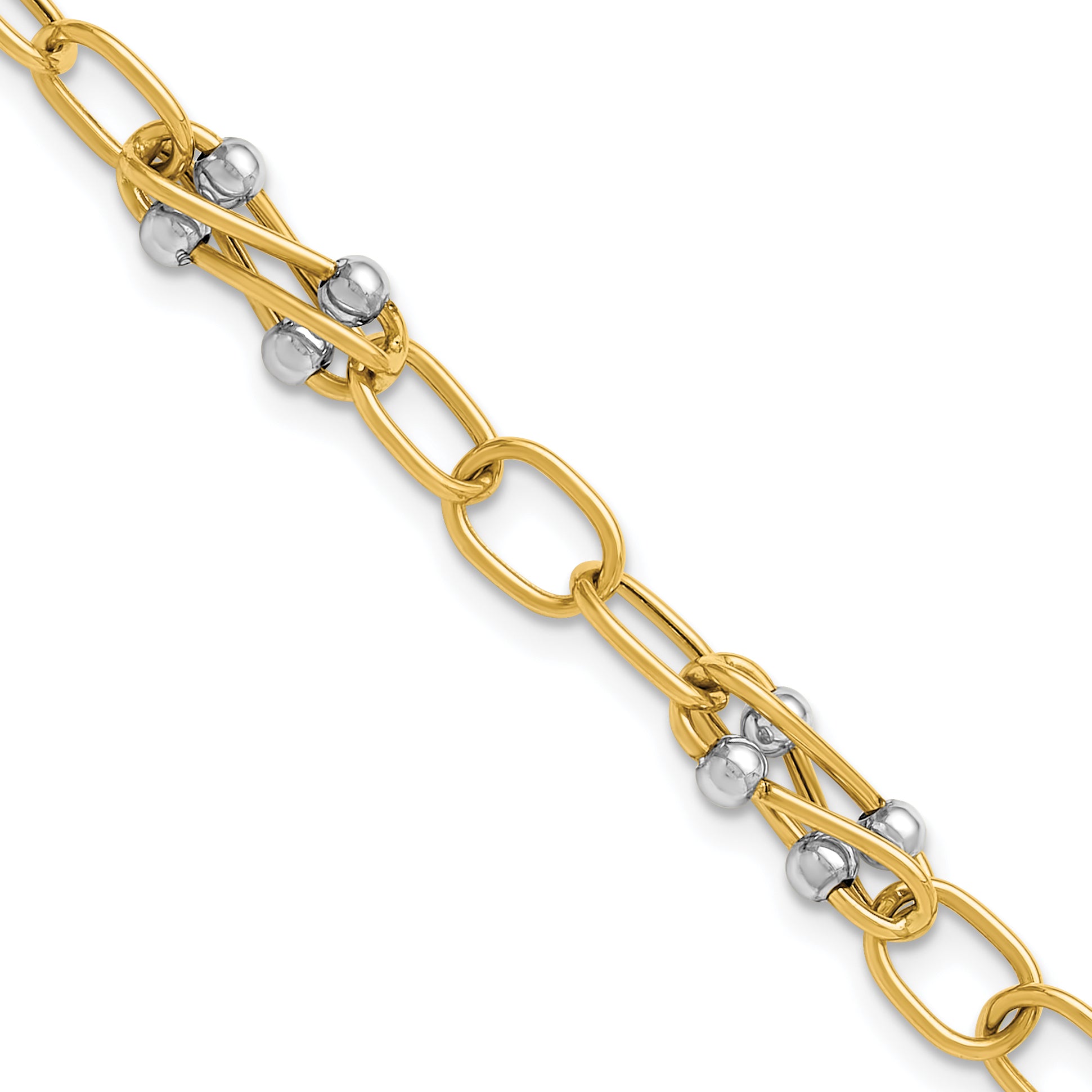 14K Two-tone Polished Fancy Link Bracelet Main image