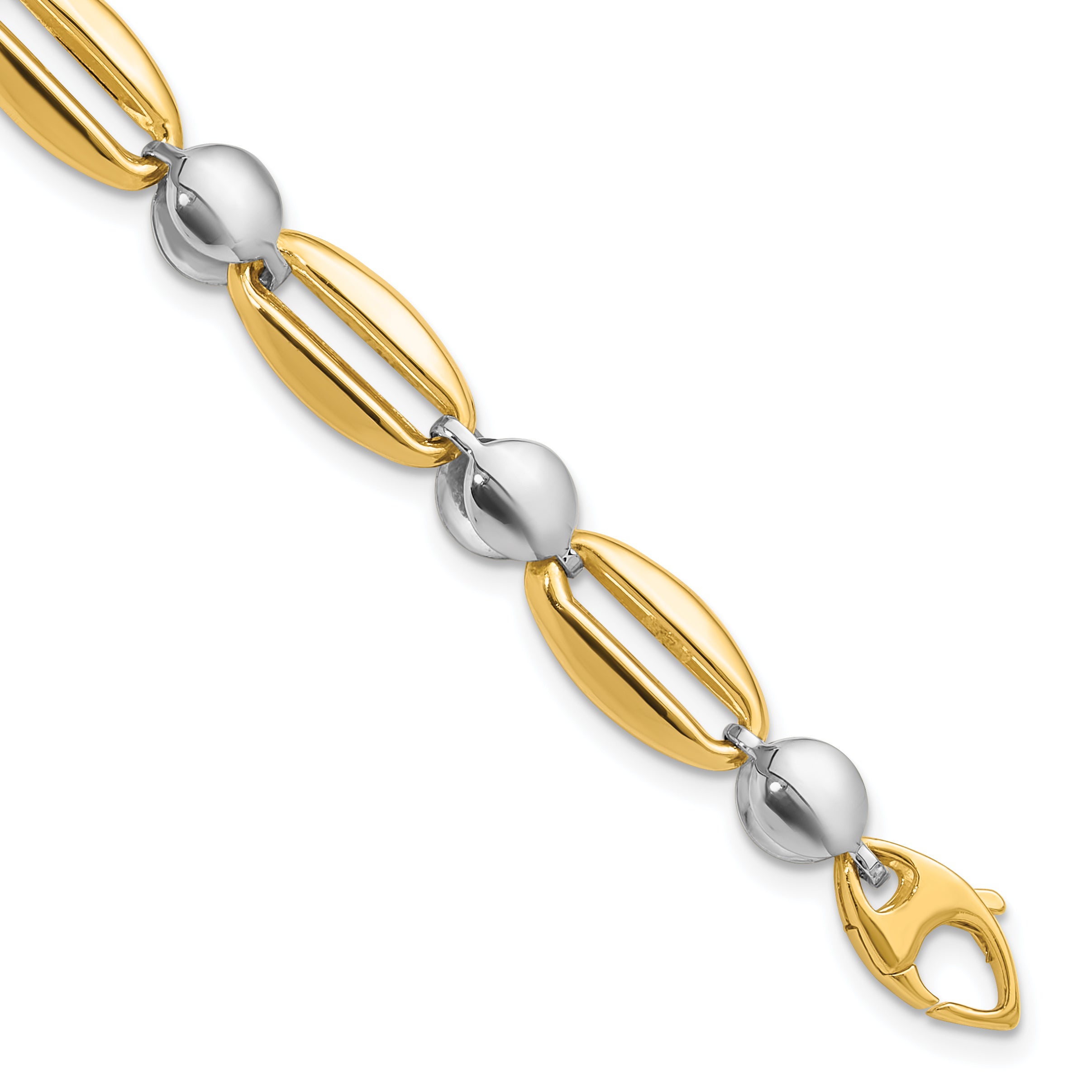 14k Two-tone Polished Fancy Circle Link Bracelet Main image