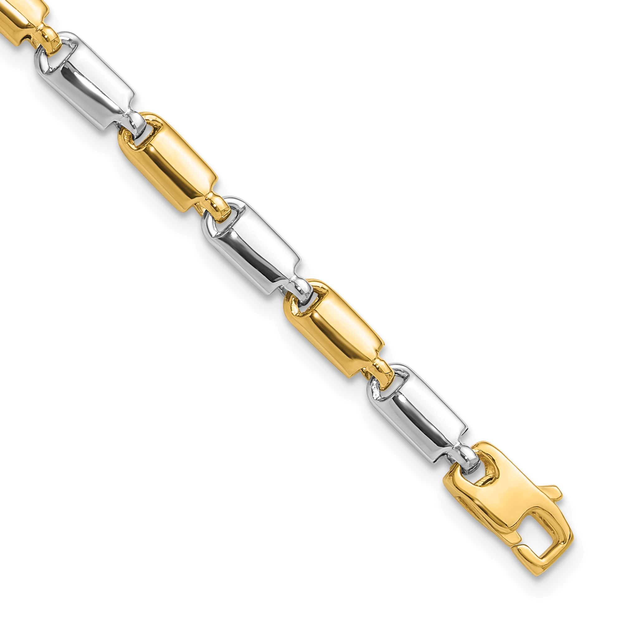 14k Two-tone Polished Fancy Rectangular Link Bracelet Main image