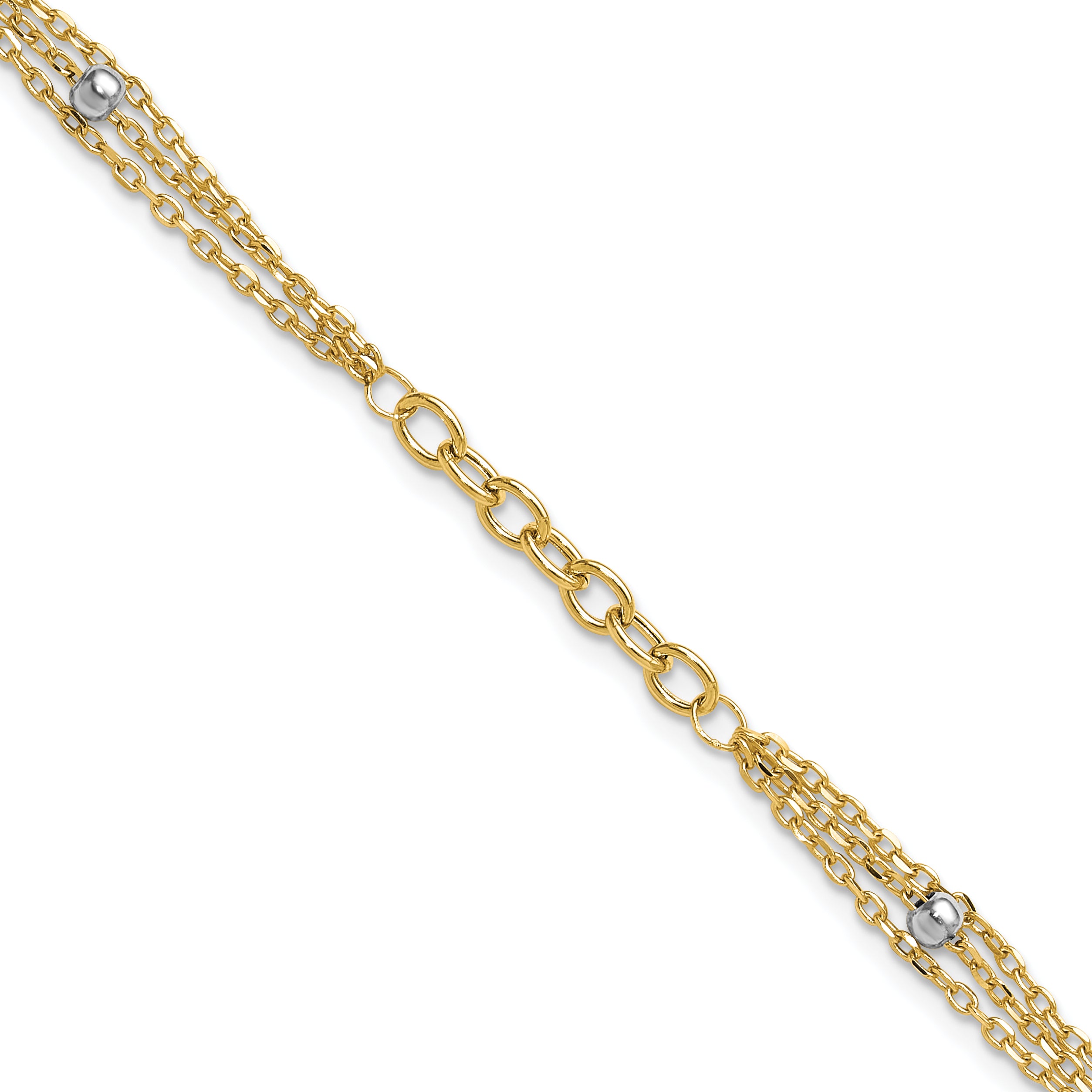 14K w/White Rhodium-Platedodium Fancy Link w/.25in ext. Bracelet Main image