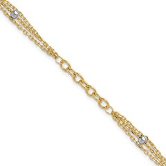 14K w/White Rhodium-Platedodium Fancy Link w/.25in ext. Bracelet