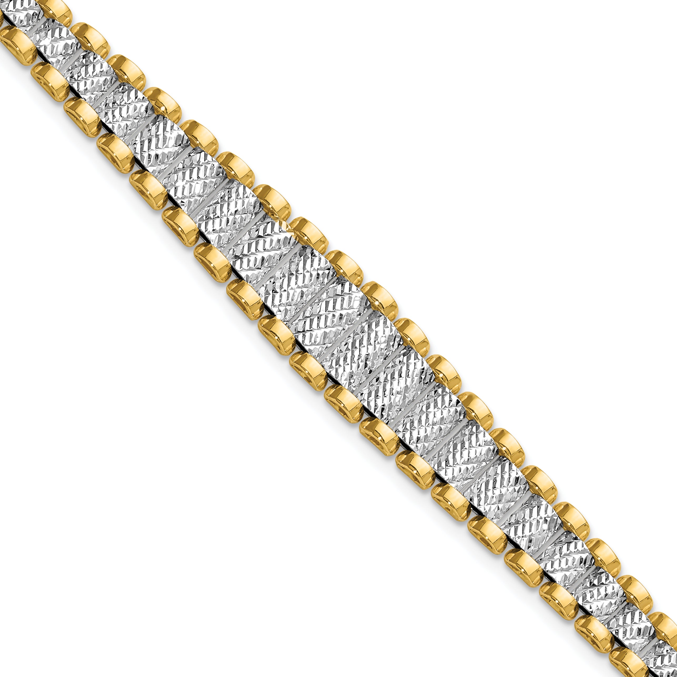 14K Two-tone Polished / Diamond-cut w/.5in ext. Bracelet Main image