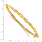14K Polished and Textured Twisted Hinged Bangle