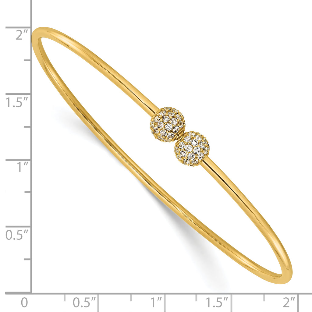 14K Polished CZ Flexible Bangle